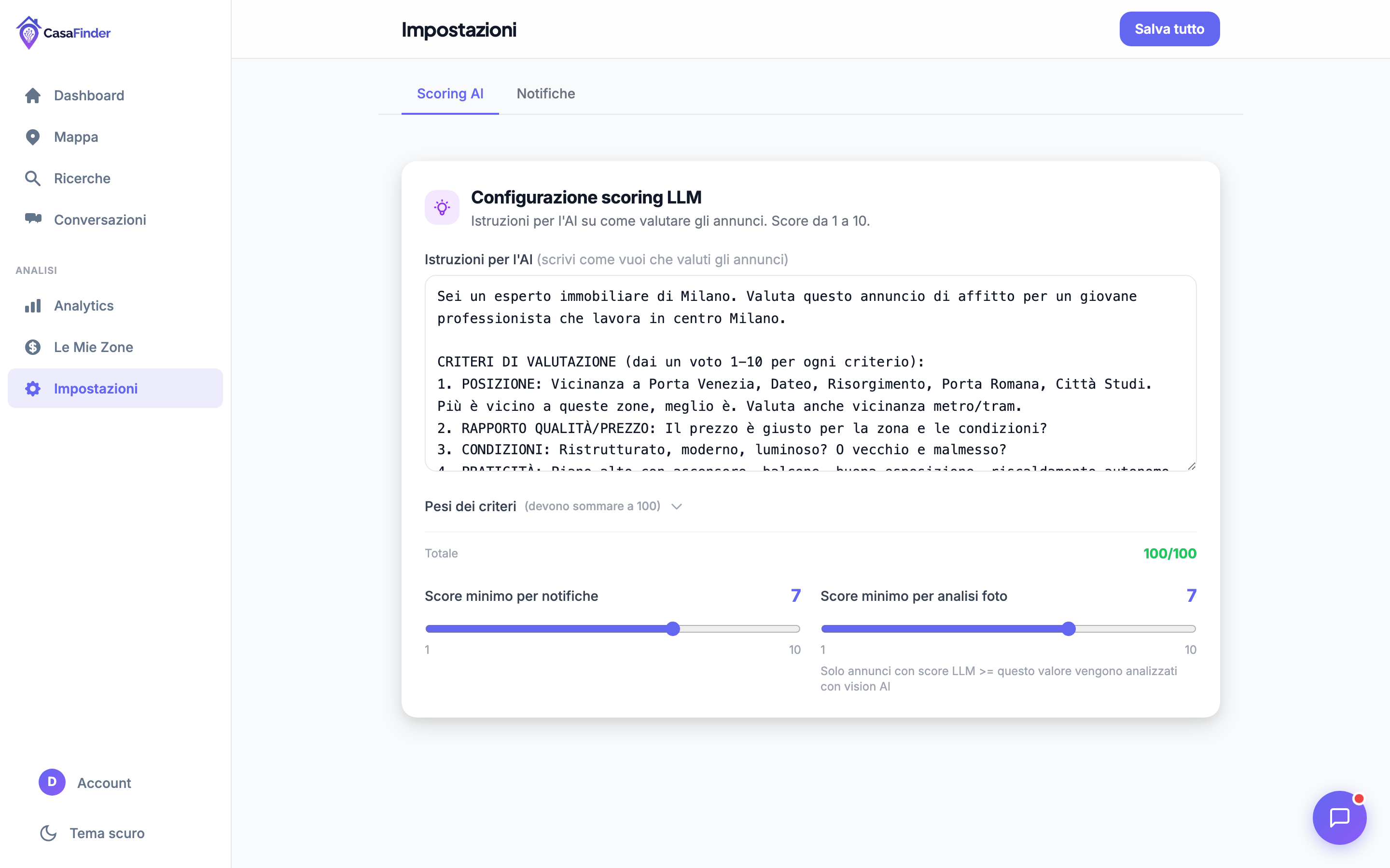 Configurazione ricerca AI