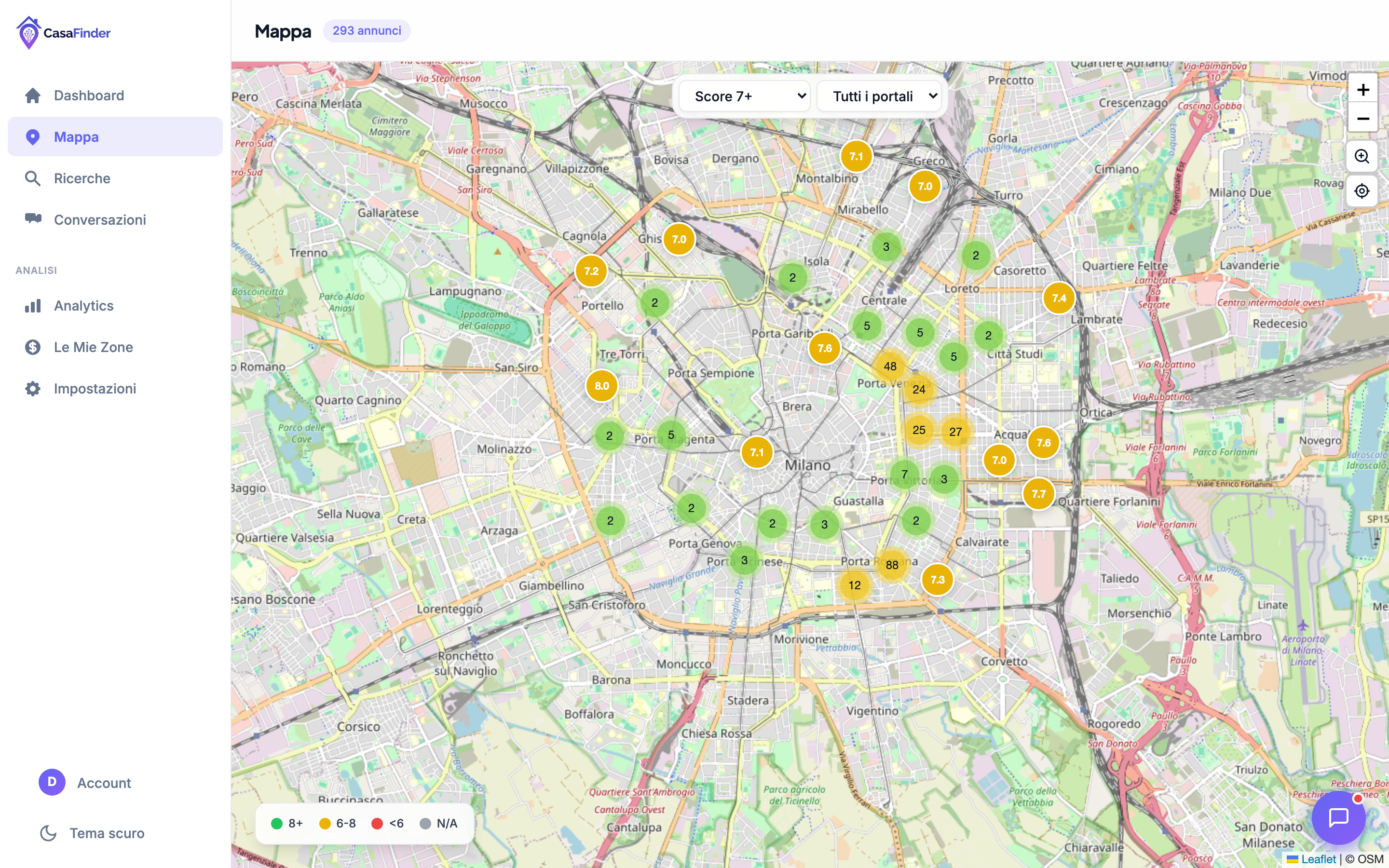 Mappa interattiva con score